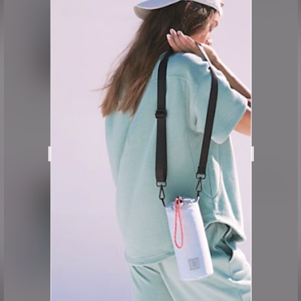 Free People Movement water bottle Blue Crossbody Bag with Black Strap